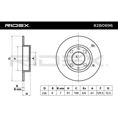Bremsscheibe RIDEX 82B0696 82B0696 - foto 6