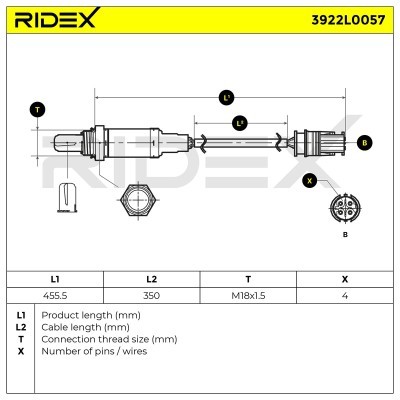 Lambdasonde RIDEX 3922L0057 3922L0057 - foto 6