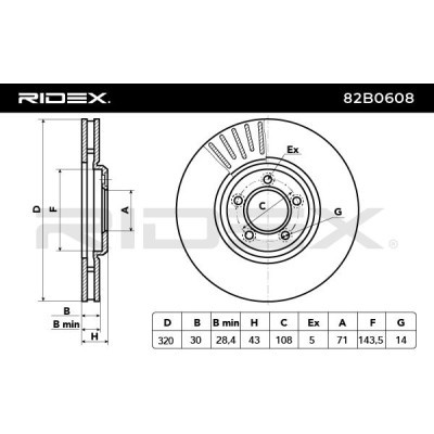 Bremsscheibe RIDEX 82B0608 82B0608 - foto 6