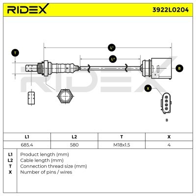 Lambdasonde RIDEX 3922L0204 3922L0204 - foto 6