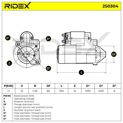 Anlasser RIDEX 2S0304 2S0304 - foto 6
