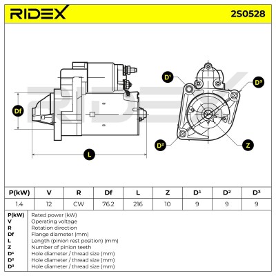Anlasser RIDEX 2S0528 2S0528 - foto 7