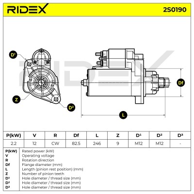 Anlasser RIDEX 2S0190 2S0190 - foto 7