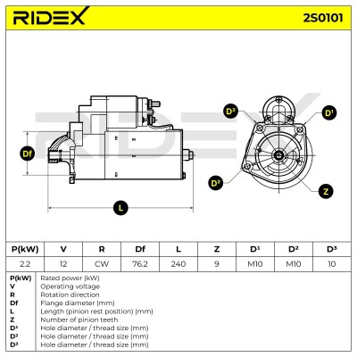 Anlasser RIDEX 2S0101 2S0101 - foto 6