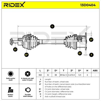 Antriebswelle RIDEX 13D0404 13D0404 - foto 5