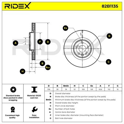 Bremsscheibe RIDEX 82B1135 82B1135 - foto 7