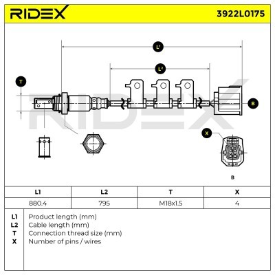 Lambdasonde RIDEX 3922L0175 3922L0175 - foto 5