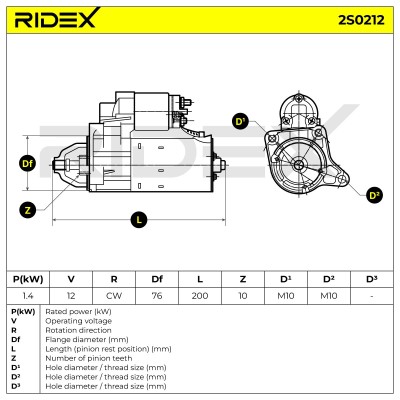 Anlasser RIDEX 2S0212 2S0212 - foto 6