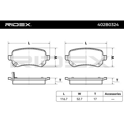 Bremsbeläge Satz RIDEX 402B0324 402B0324 - foto 3