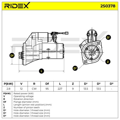 Anlasser RIDEX 2S0378 2S0378 - foto 7