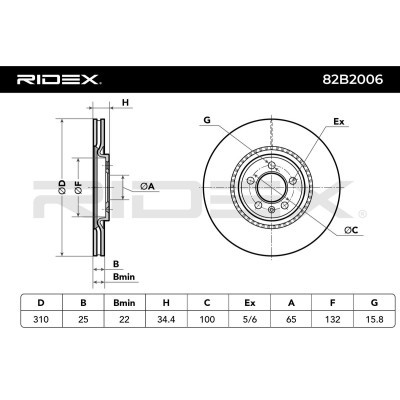 Bremsscheibe RIDEX 82B2006 82B2006 - foto 6