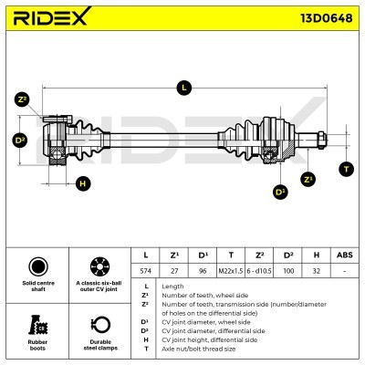 Antriebswelle RIDEX 13D0648 13D0648 - foto 6