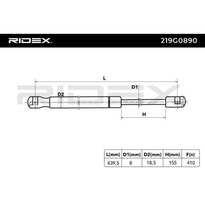 Gasfeder, Koffer-/Laderaum RIDEX 219G0890 219G0890 - foto 6