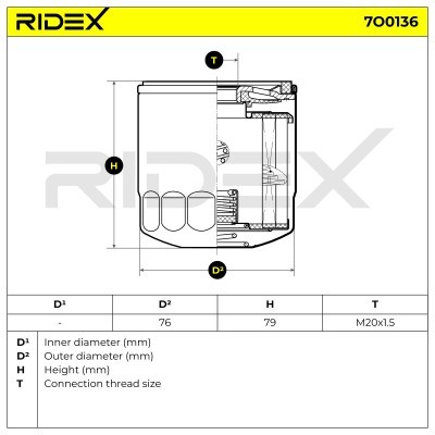 Ölfilter RIDEX 7O0136 7O0136 - foto 5
