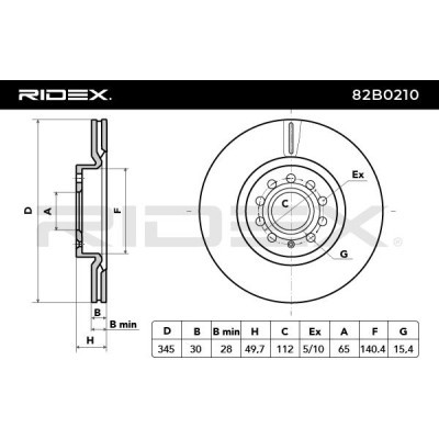Bremsscheibe RIDEX 82B0210 82B0210 - foto 2