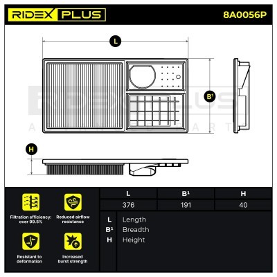 Luftfilter RIDEX 8A0056P 8A0056P - foto 7