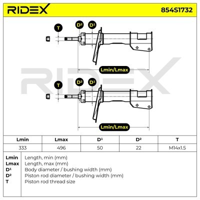 Stoßdämpfer RIDEX 854S1732 854S1732 - foto 8