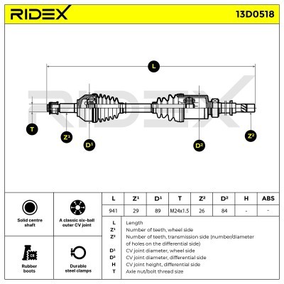 Antriebswelle RIDEX 13D0518 13D0518 - foto 3