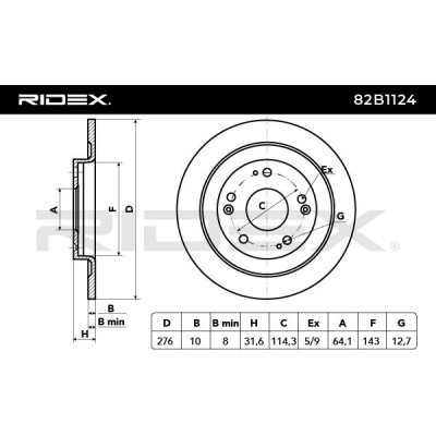 Bremsscheibe RIDEX 82B1124 82B1124 - foto 3
