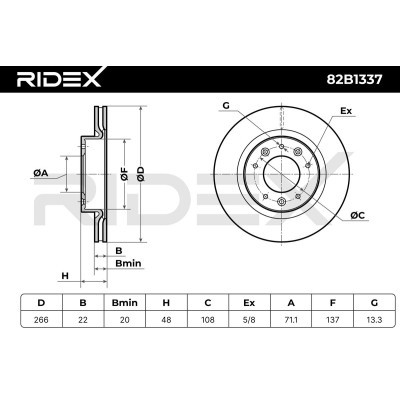 Bremsscheibe RIDEX 82B1337 82B1337 - foto 7