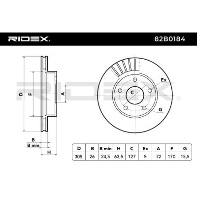 Bremsscheibe RIDEX 82B0184 82B0184 - foto 6