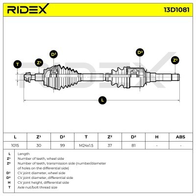 Antriebswelle RIDEX 13D1081 13D1081 - foto 7