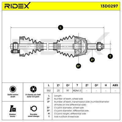Antriebswelle RIDEX 13D0297 13D0297 - foto 4
