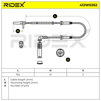 ABS Sensor RIDEX 412W0262 412W0262 - foto 5