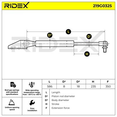 Gasfeder, Koffer-/Laderaum RIDEX 219G0325 219G0325 - foto 6