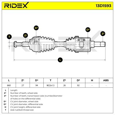 Antriebswelle RIDEX 13D1593 13D1593 - foto 7
