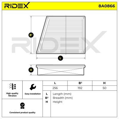 Luftfilter RIDEX 8A0866 8A0866 - foto 6