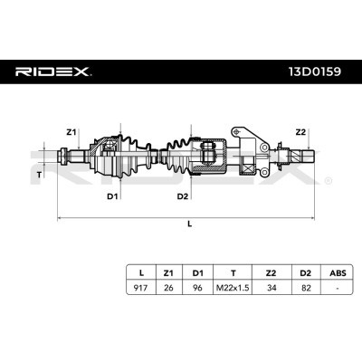 Antriebswelle RIDEX 13D0159 13D0159 - foto 6