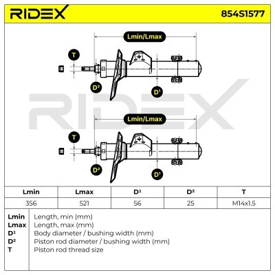 Stoßdämpfer RIDEX 854S1577 854S1577 - foto 4