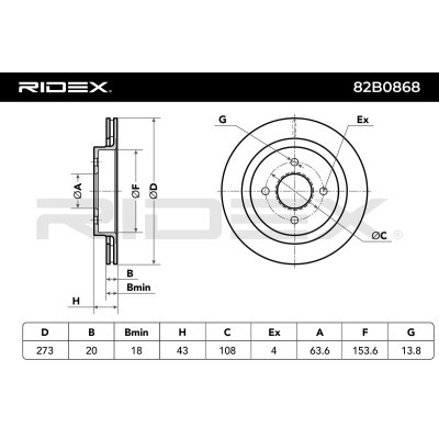 Bremsscheibe RIDEX 82B0868 82B0868 - foto 6