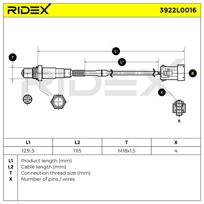 Lambdasonde RIDEX 3922L0016 3922L0016 - foto 5
