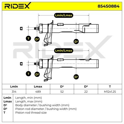 Stoßdämpfer RIDEX 854S0884 854S0884 - foto 8