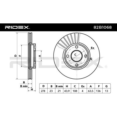 Bremsscheibe RIDEX 82B1068 82B1068 - foto 4