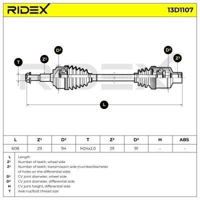 Antriebswelle RIDEX 13D1107 13D1107 - foto 7
