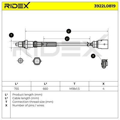 Lambdasonde RIDEX 3922L0819 3922L0819 - foto 6