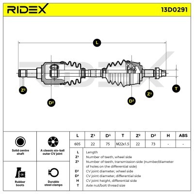 Antriebswelle RIDEX 13D0291 13D0291 - foto 5