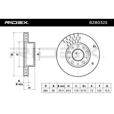 Bremsscheibe RIDEX 82B0325 82B0325 - foto 3