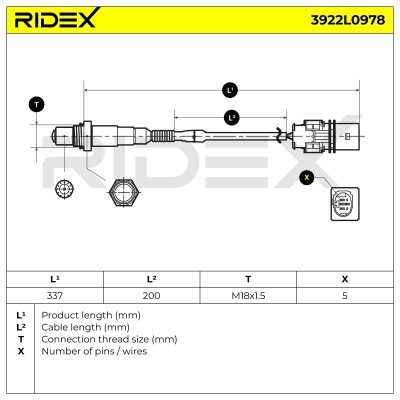 Lambdasonde RIDEX 3922L0978 3922L0978 - foto 5