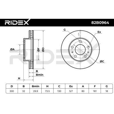 Bremsscheibe RIDEX 82B0964 82B0964 - foto 3
