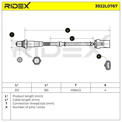 Lambdasonde RIDEX 3922L0767 3922L0767 - foto 7