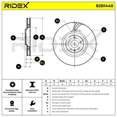 Bremsscheibe RIDEX 82B1440 82B1440 - foto 5