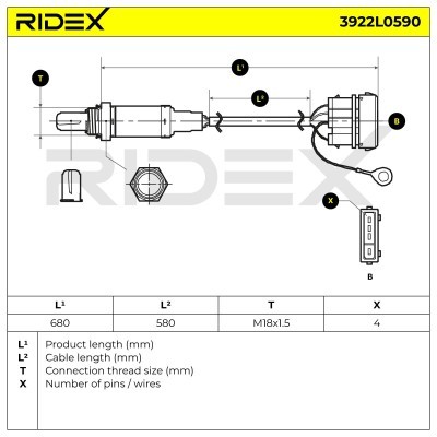 Lambdasonde RIDEX 3922L0590 3922L0590 - foto 6