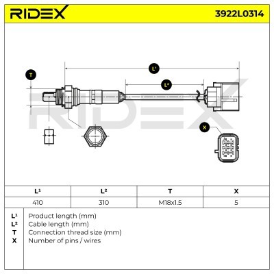 Lambdasonde RIDEX 3922L0314 3922L0314 - foto 5