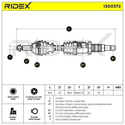 Antriebswelle RIDEX 13D0372 13D0372 - foto 7