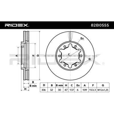 Bremsscheibe RIDEX 82B0555 82B0555 - foto 5