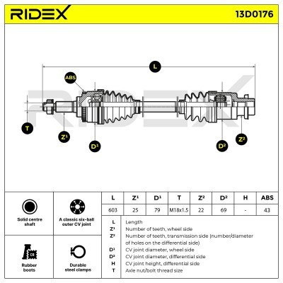 Antriebswelle RIDEX 13D0176 13D0176 - foto 7